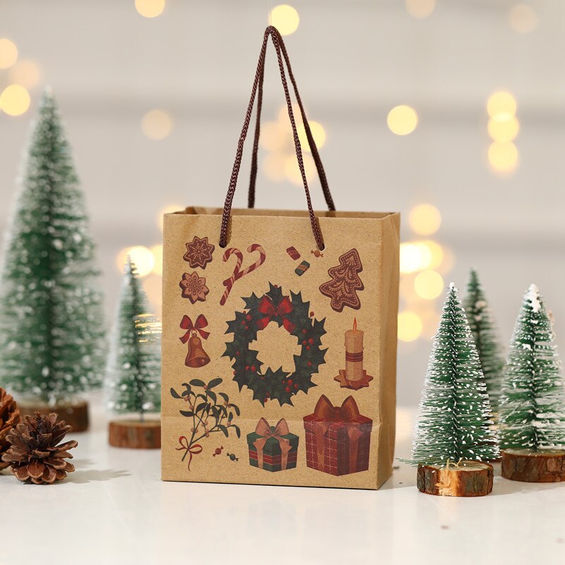 Christmas Decoration Bag Small Santa Claus Tote Bag Bag Exquisite Kraft Paper Children Bag Year Presents