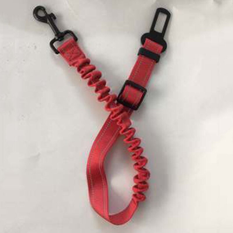 Autogordel voor huisdieren, intrekbare en verstelbare reflecterende elastische trekkoord voor honden, autogordel voor huisdieren, huisdierbenodigdheden: Rood-zwarte hardware
