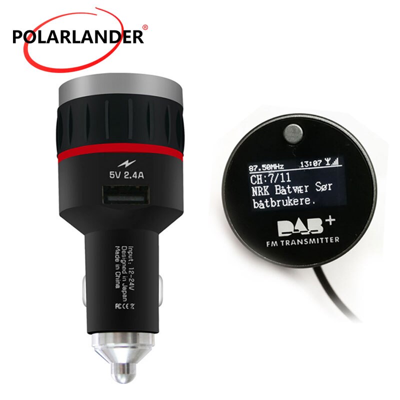 Tuner Receiver FM Transmitter With Converter Plug-and-Play Knob Car DAB Radio Cigarette Lighter With 5V 2.4A A USB Part