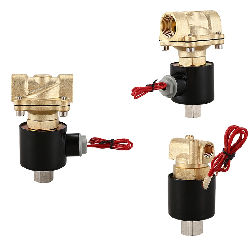 Válvula Solenoide eléctrica de latón normalmente abierta N/O, válvula neumática de 220V para agua, aceite y Gas