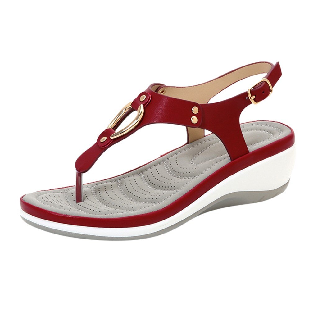 Bohemen Stijl Wiggen Platform Sandalen Klassiekers Zomer Non-Slip Schoenen Vrouw Lichtgewicht Sandaal Vrouwen Schoenen Zapatos: Rood / 36