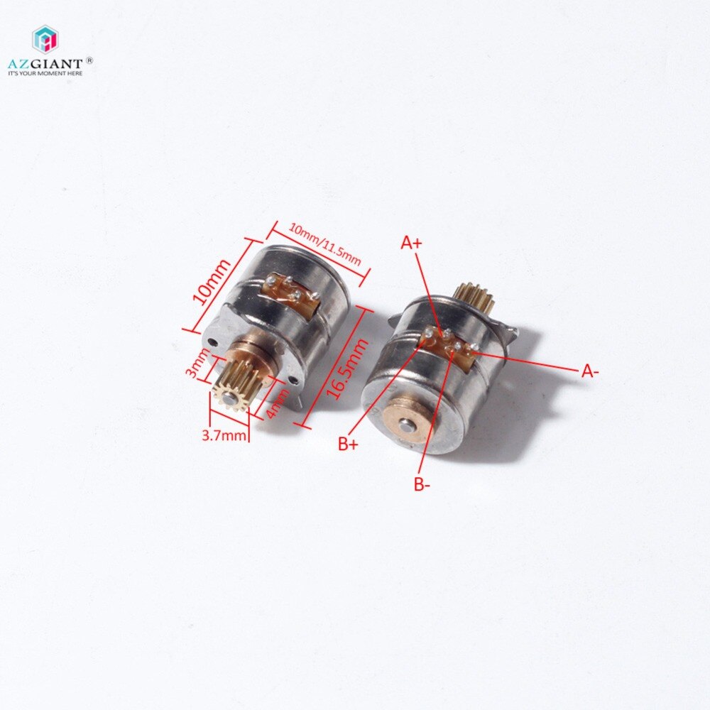 4pcs/lot 2 phase 4 wire DC Mini motor Micro stepper motor 10MM stepper motor with Copper Gear