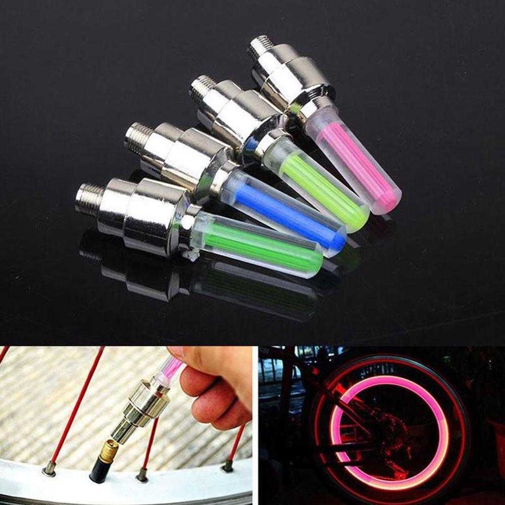 1 Pair Bicycle Valve Lights Mountain Bike Valve Lights Like Bike Valve Glow Stick Ultralight Wheels Mountain Type Cap Road R9D6