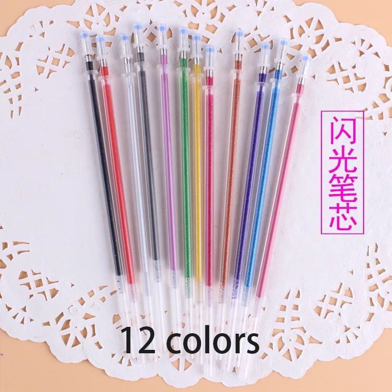 144 pcs/lot Colorful Gel Pen Refill Signature Painting Drawing Ink Refills Office School Stationery Writing Supplies: C