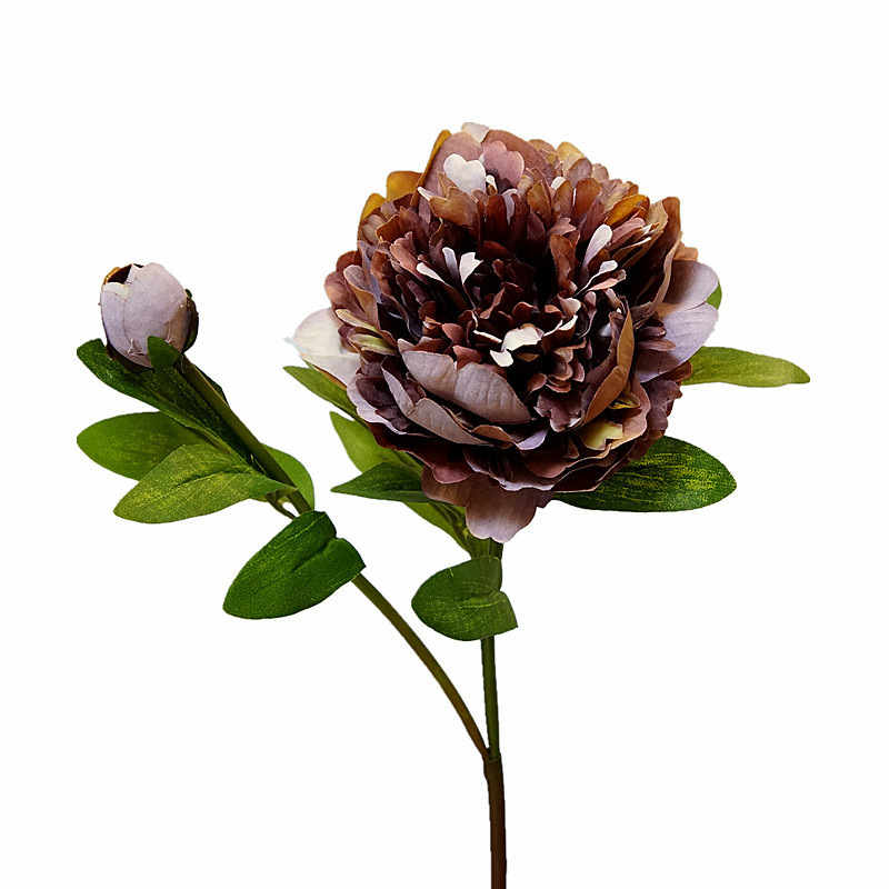 Luksus versailles palace pæon kunstige blomster gren med blade silke pæoner blomster kunstige hjem bryllup dekoration: F