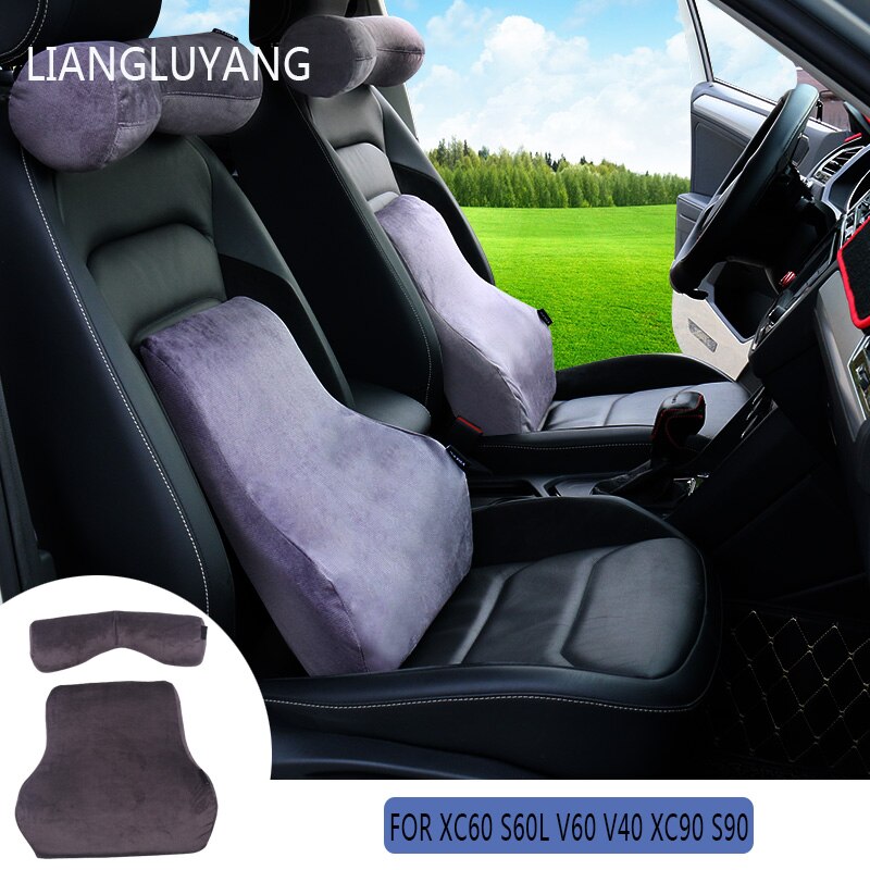 För volvo bil nackkudde bil ländryggen miljöskydd läder+utrymme minne skum bilbarnstolskydd kudde nackstöd