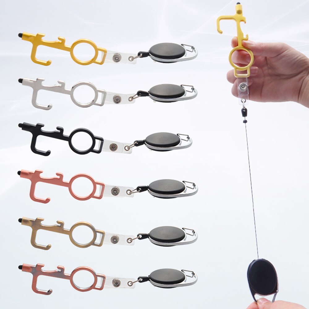 Touch Screen Buttons Edc Door Opener Hygiene Hand Antimicrobial Contactless Press Elevator Tool Portable Door Opener Keychain