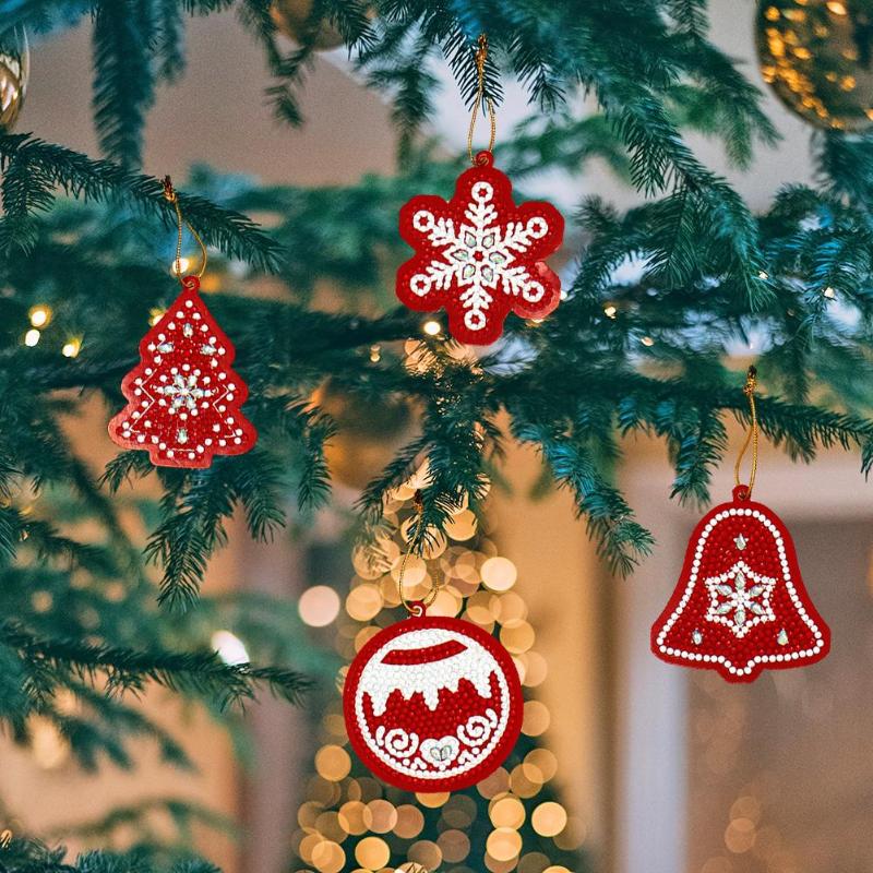 4/10 Pcs Kerstboom Sneeuwpop Sleutelhanger Diamant Schilderij Vrouwen Tas Sleutelhanger Hanger Speciale Vorm Kerstboom Hanger