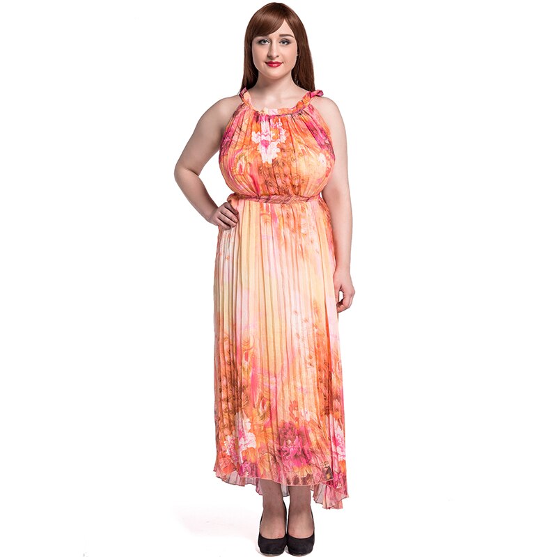 Bohemian Casual Women Summer Floral Chiffon Dress Sleeveless Club Party Dress Vestidos largos de verano