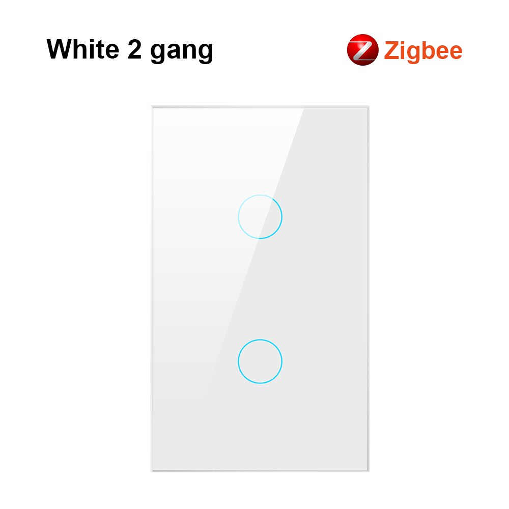 AVATTO-interruptor inteligente Tuya Zigbee con retroiluminación, encendido/apagado, cable de fuego neutro para casa inteligente, 1/2/3 entradas, funciona con Alexa y Google Home: White 2 gang