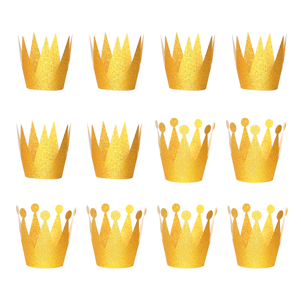 6Pcs Birthday Crown Hats Delicate Glitter Chic Exquisite Crown Shape Hats Party Hats for Gathering Birthday: Golden 2