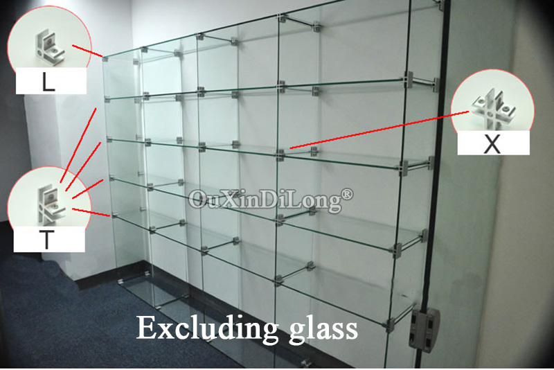 10PCS Aluminum Glass/Acrylic Showcase Clips/Connector Acrylic Display Stand Connector Fixing Clamp,for 8mm Glass/Acrylic GF570