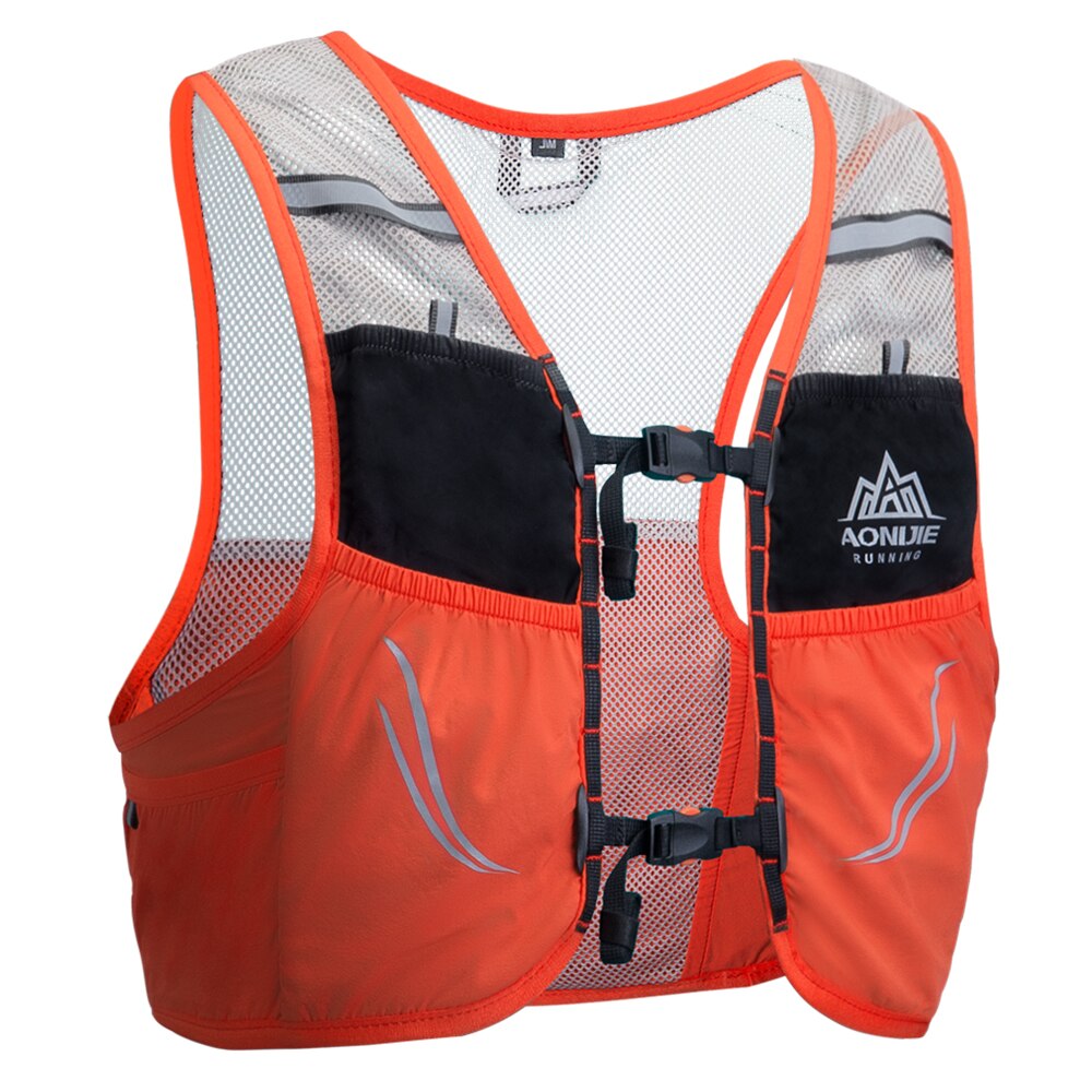Hydrering klatring rygsæk udendørs løbende vest mesh åndbar hydrering rygsæk løbetaske til cykling maraton racing: Orange rød / M / l