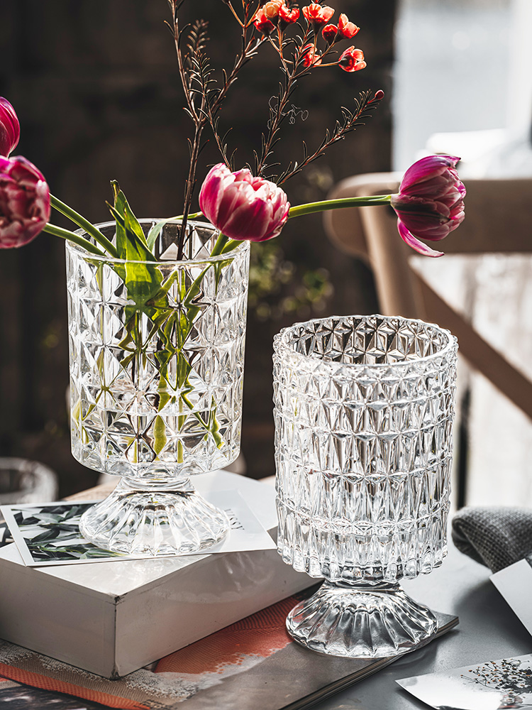 Vase en verre Transparent, lampe de Table créative, Style bouteille de fleur de Table, de luxe, pour plantation d&#39;eau