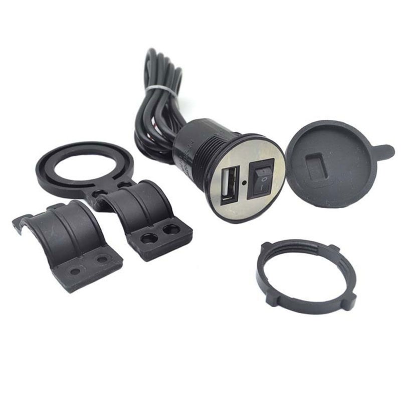 Motorcykel usb billaddare med switch modifierad telefon vattentät usb skoter modifierad mobiltelefon laddare 12v