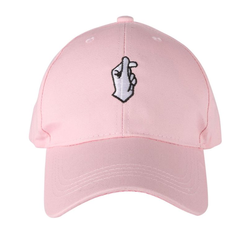 WEIXINBUY nouvelle amour gestes doigt broderie casquettes hommes femmes Snap back chapeaux Flipper petit coeur casquette: Rose