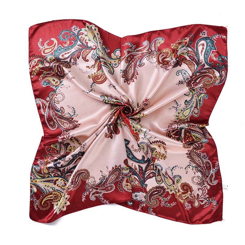 90x90cm cachecol feminino cetim moda caju padrão quente grande cachecol cetim impresso feminino lenço quadrado cabeça envolve hijab cachecol