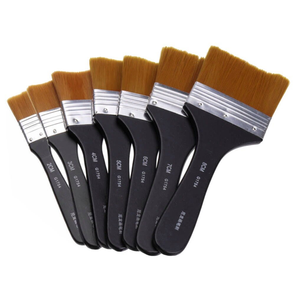 Pincel de nailon para artista, pincel plano para pintar al óleo, acuarela, pintura, 7 modelos, 1 unidad
