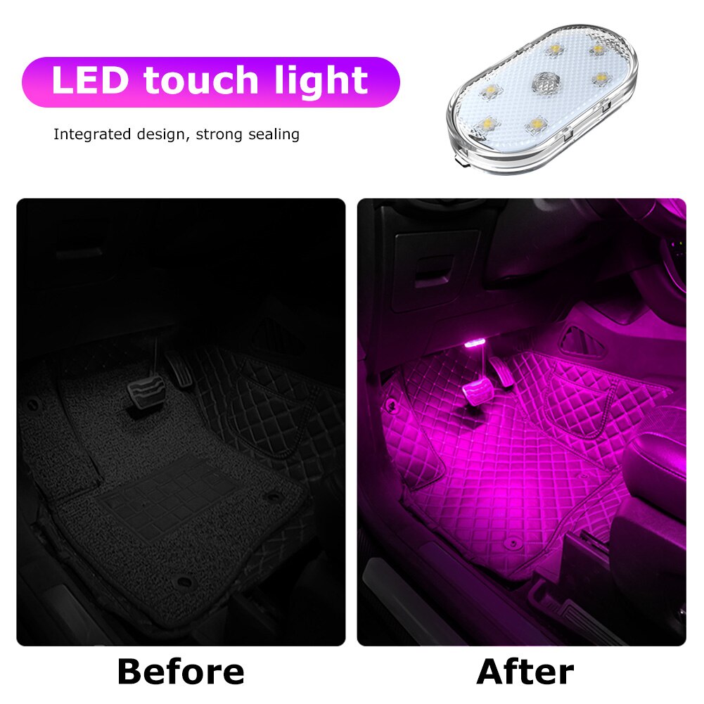 Auto Interieur Lichtkoepel Finger Touch Sensor Leeslamp 5V Led Auto Styling Nachtlampje Mini Usb Lading Zes kleur Auto Deur Licht