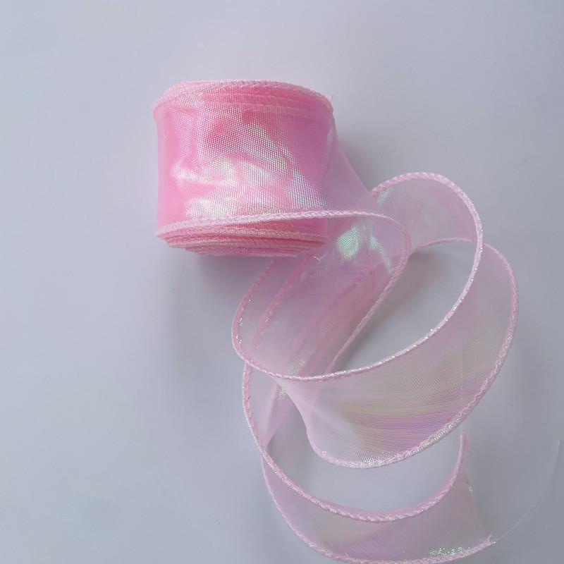 Cinta de Organza de seda con borde ondulado de arcoíris, Material de lazo, cintas de encaje, adorno para el pelo, tela de costura, decoración de ropa, 4CM/10 yardas: Pistola de metal