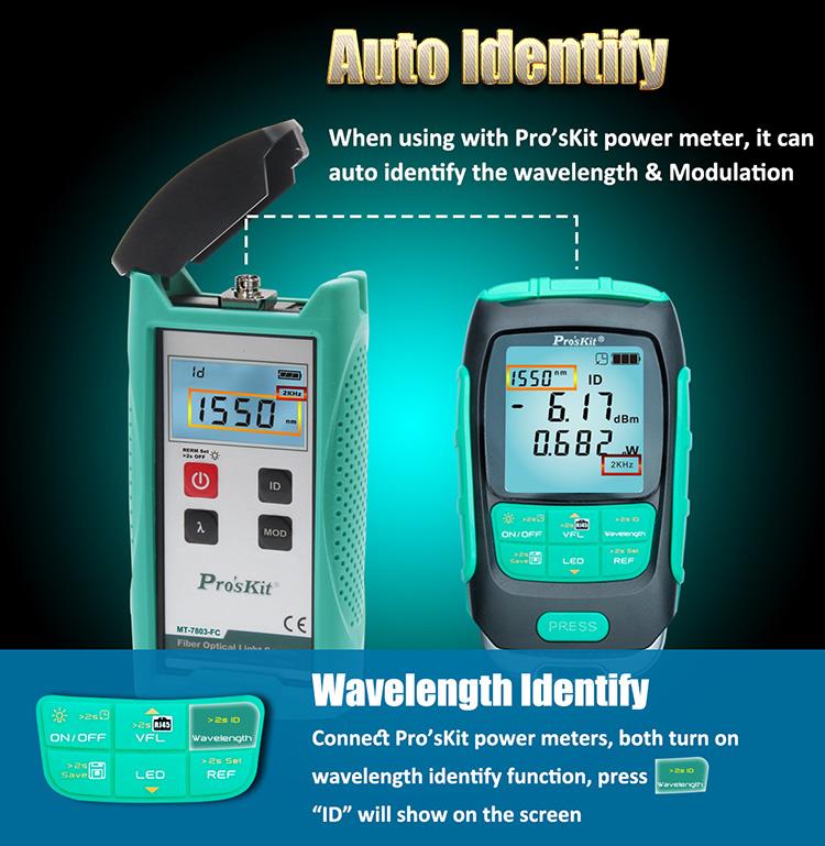 4-in-1 Proskit MT-7615 Precision Disconnect/Connect/LAN Cable Tester Intelligent Auto Calibrate Optical Power Meter