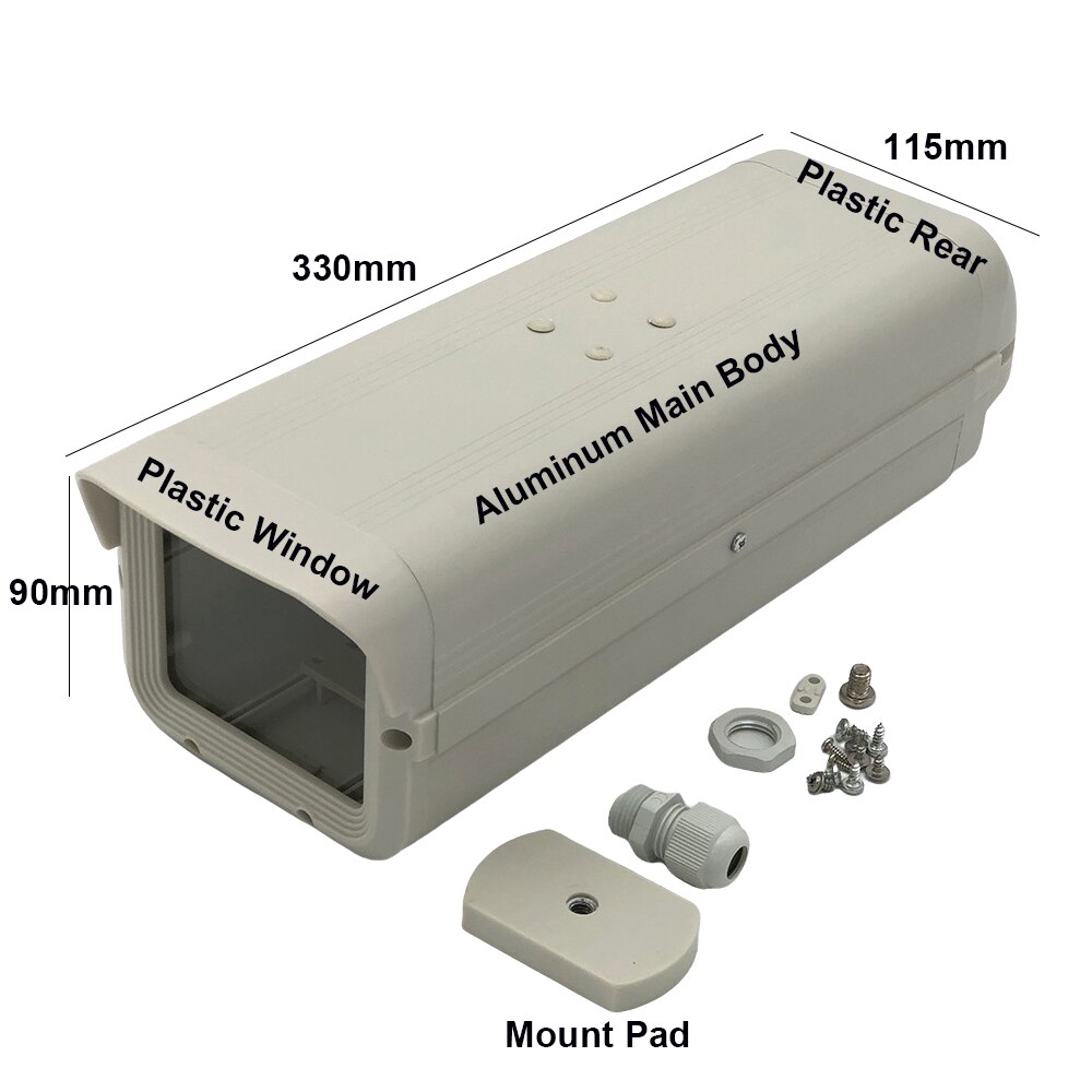 Indoor CCTV Camera Casing Security Surveillance Enclosure Housing Aluminum ABS Gray Protect Room