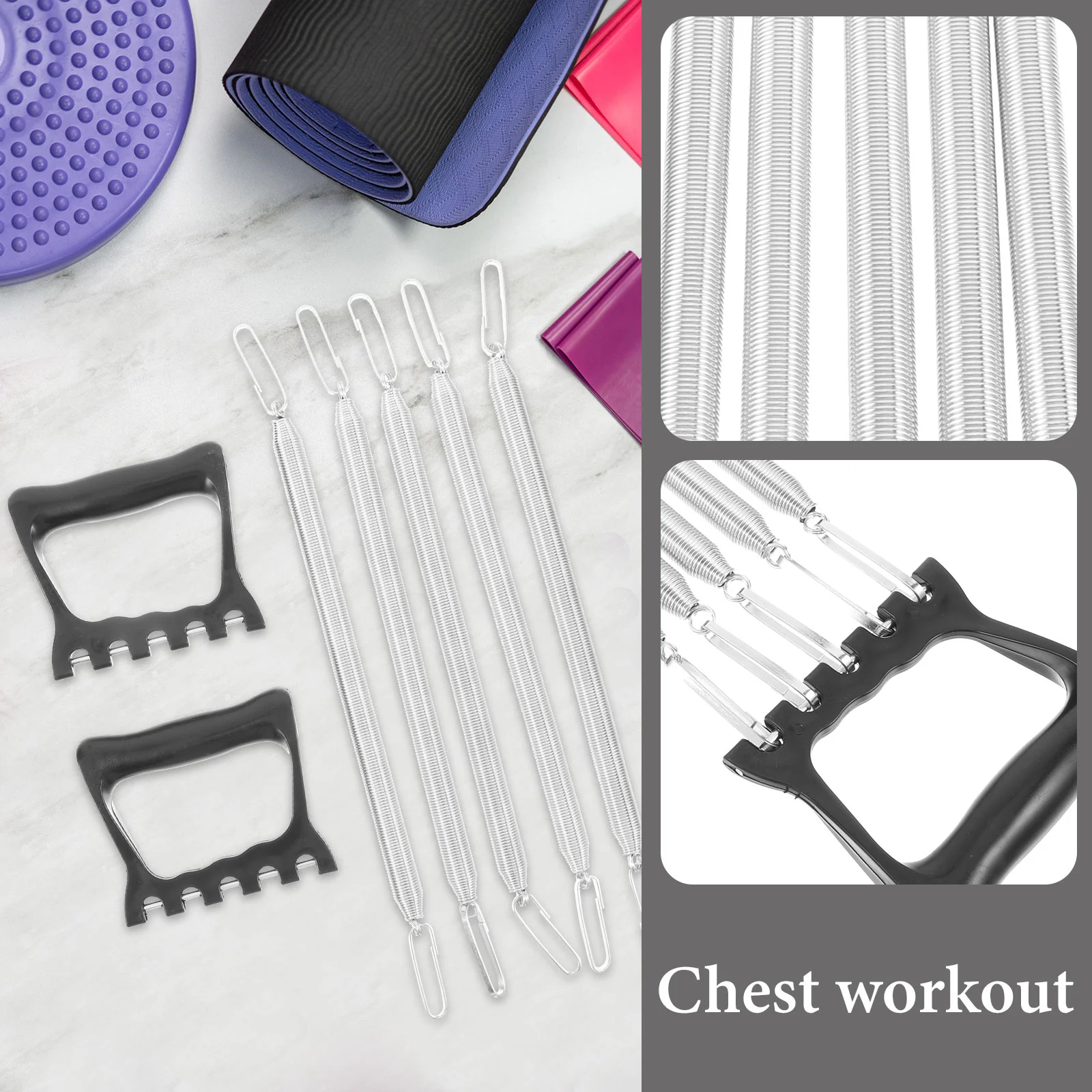 Fitnessapparatuur Lente Borst Expander Verstelbare handgreep Krachttrainer Plastic handvat Workout Sporter Stalen fitnessbeengewichten