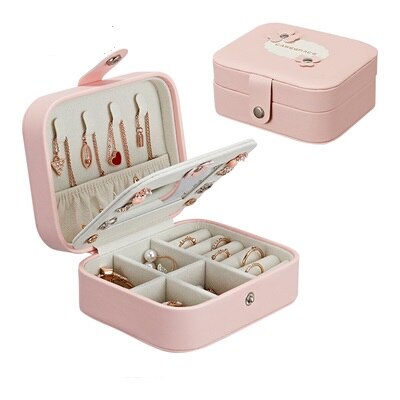 Boîte à bijoux avec miroir bijoux cercueil Portable maquillage organisateur beauté voyage boîte Bracele porte-collier emballage: Orange