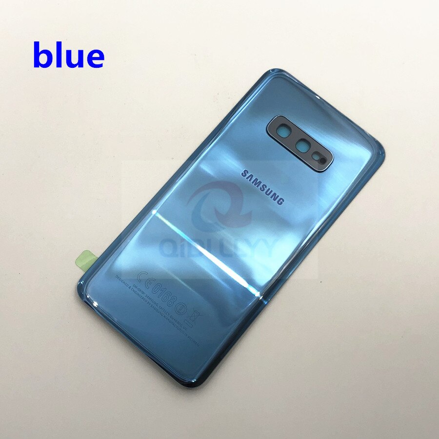 Sostituzione vetro posteriore per Samsung Galaxy S10 G973F S10 + G975F S10E G970 coperchio batteria custodia porta posteriore + sticke impermeabile: S10E blue