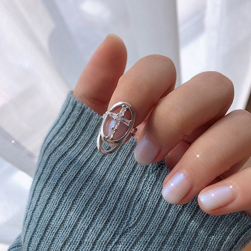 AOMU Neue Schmuck Hohl Nagel Ring Charme Kristall Finger Nagel Ringe Für Frauen Dame Strass Zirkon Fingernagel Schutzhülle: 2