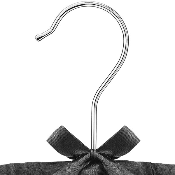 15Inch Large Satin Padded Hangers ,Silk Hanger for Wedding Dress Clothes,Coats,Suits,Blouse (Black,15 Pack)