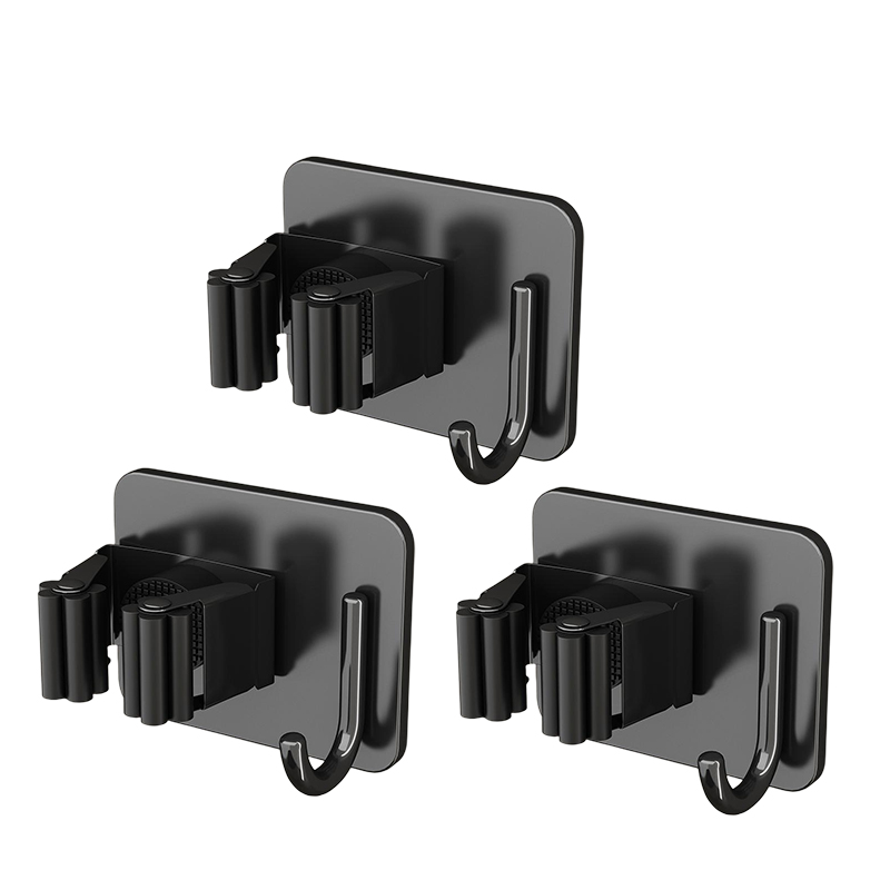 Soporte para fregona de acero inoxidable 304, ganchos multiusos adhesivos montados en la pared, organizador de almacenamiento para el hogar, colgador de escoba: Blanco