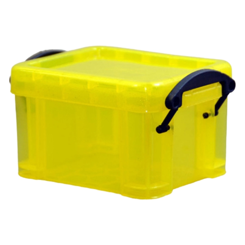 9 Colors Small Plastic Box with Locking Lid Hardware Parts Storage Organizer Rectangular Container 8.7x6.5x5.2cm: Yellow