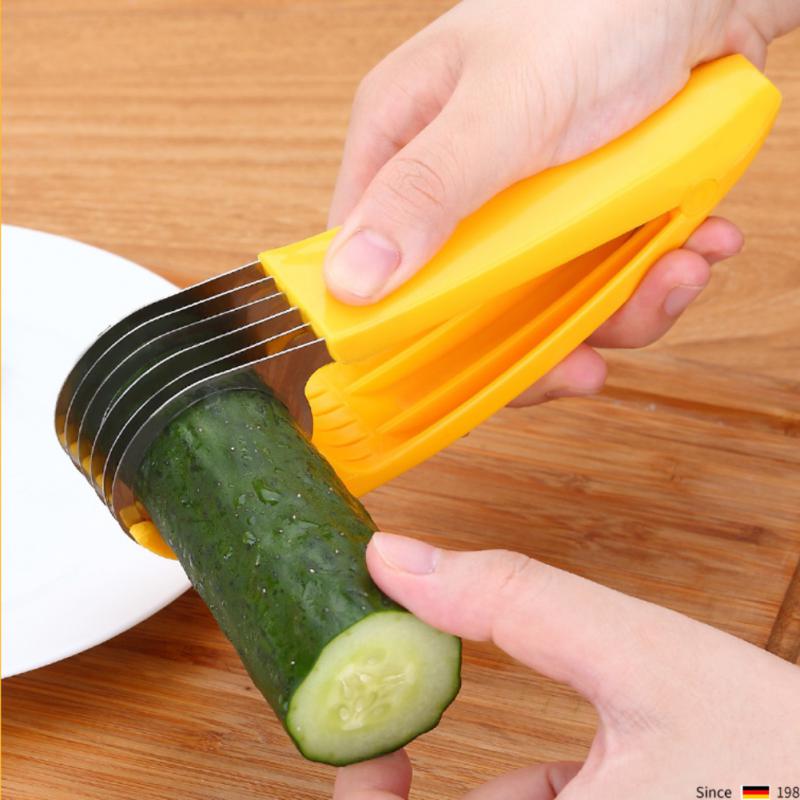 Stainless Steel Banana Slicers Manual Vegetable Sausage Slicer Kitchen Cucumber Knife Banana Cutter Fruit Chopper Salad Tools