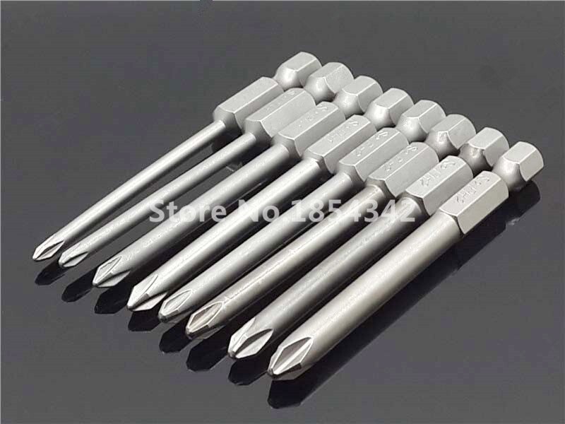 8Pcs 75mm Long Magnetic Hex Cross Head Screwdriver Bits Electric Screwdriver Set S2 PH0,PH1,PH2
