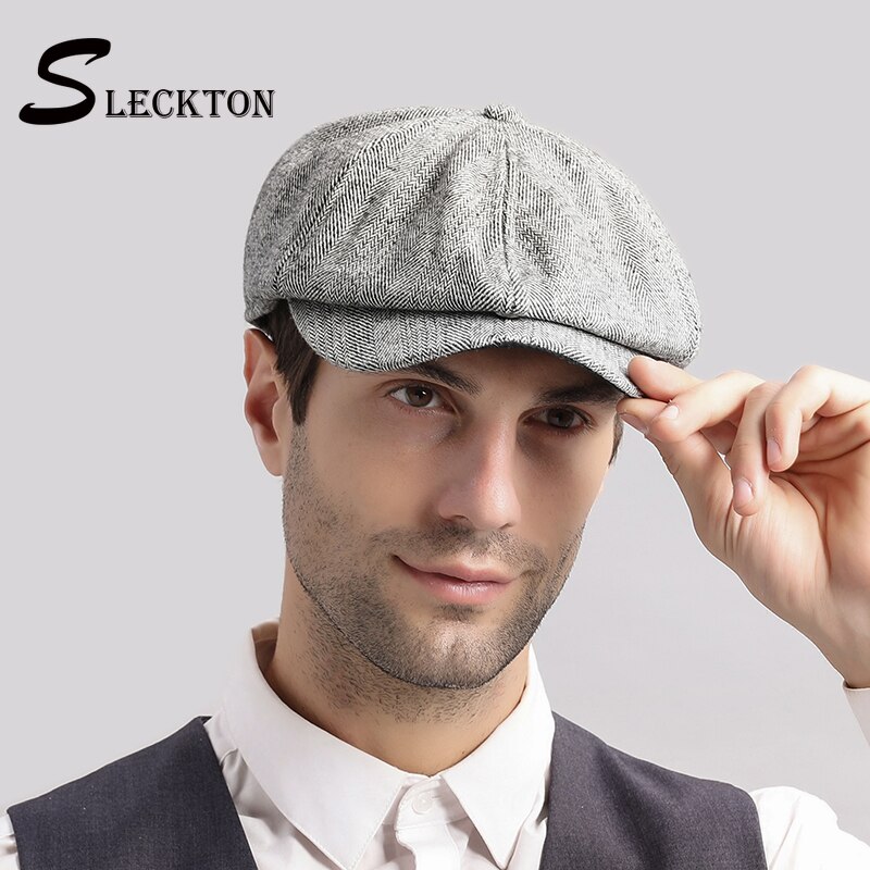 Sleckton peaky skygglapp bra tweed herr basker keps för män casual newsboy kepsar åttkantiga hatt visir casquette