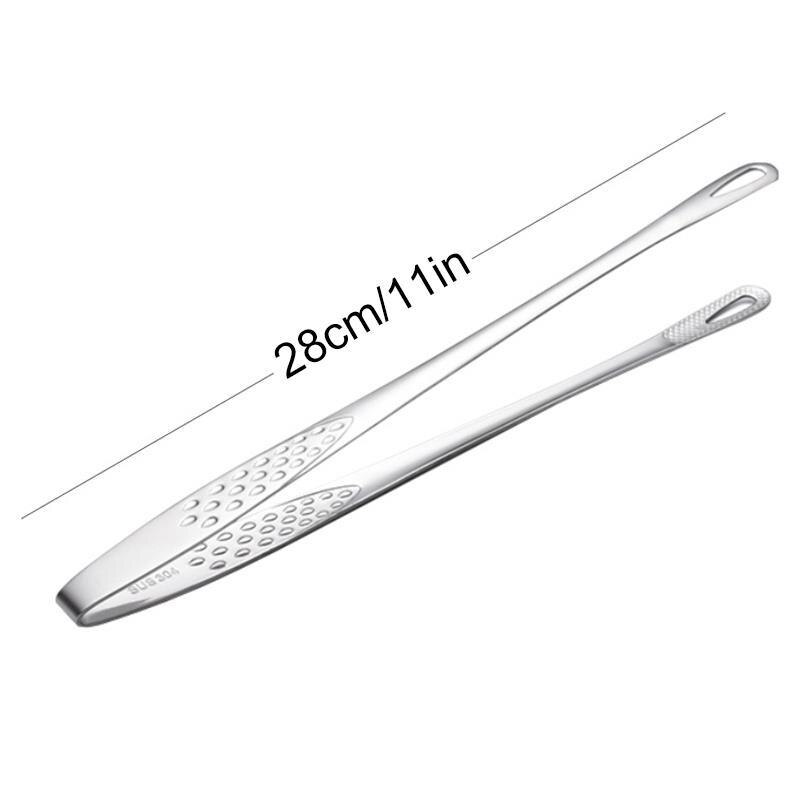Rvs Eten Tang Lange Handvat Anti-Brandwonden Barbecue Tang Keukengerei Tang Brood Clip Gebak Klem Barbecue Keuken: L