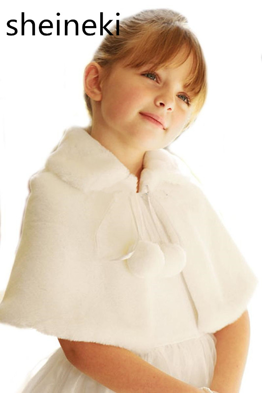 Bonita estola de piel sintética en color marfil, blanco y rosa, para bodas, fiestas, niñas de las flores, capa, chaquetas de otoño e invierno para niños, baratas, disponibles en stock.
