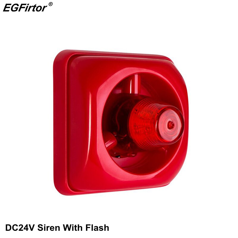 Sikkerhed alarm  dc24v alarm sirene med lommelygte 100db ekkolod brand sirene med strobe til konventionelt brand alarm system