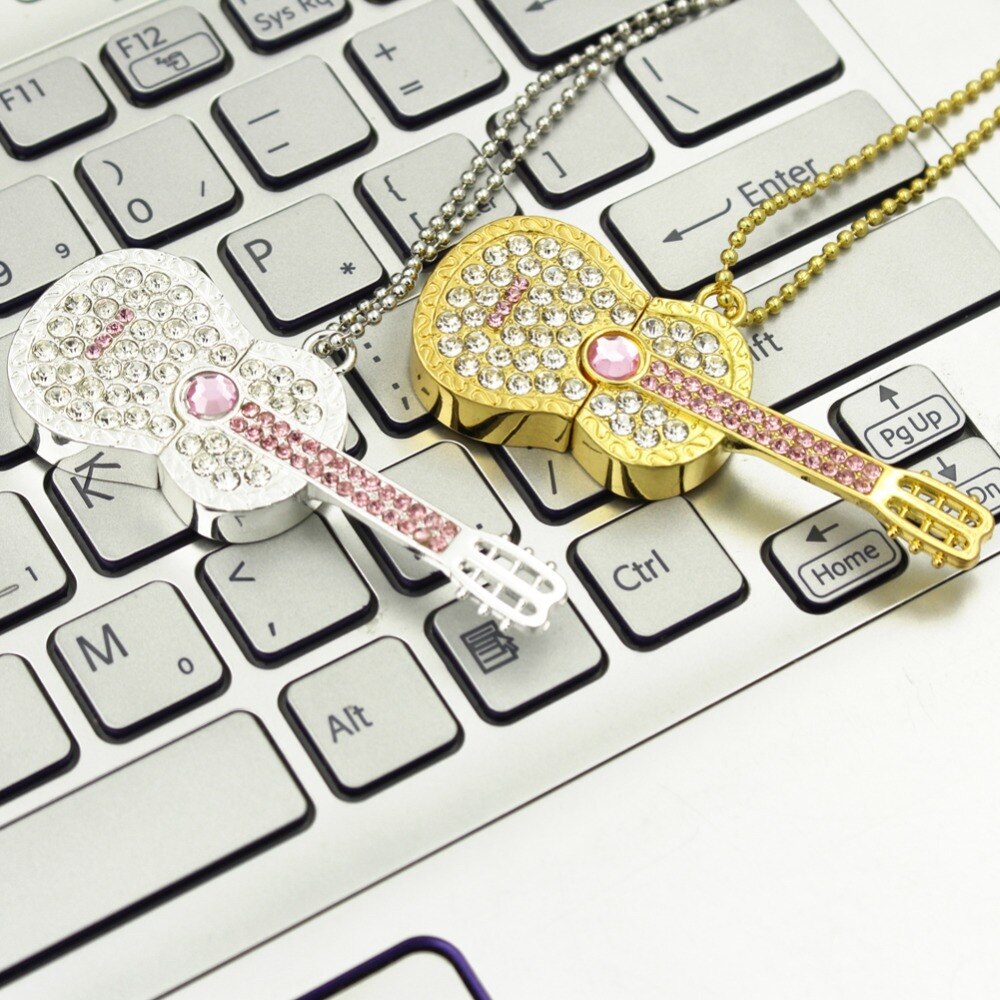 USB Flash Drive флешка 8GB 16GB Pen Drive 32GB Pendrive Colorful Diamond U Disk 2.0 Gold Silver Crystal Guitar Memory stick