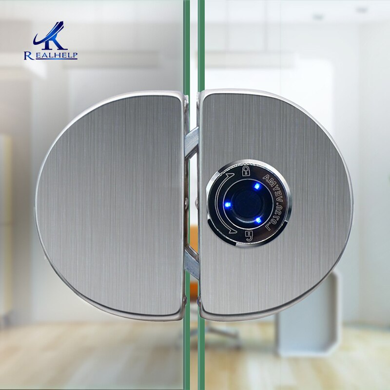 Frameless Glass Door Fingerprint Lock Flat Sliding Door Single Open Double Door Electronic Lock