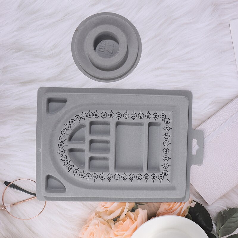 Diy cinza reuniram placa do grânulo para pulseira colar miçangas fazendo jóias organizador bandeja design artesanato ferramenta de medição acessórios