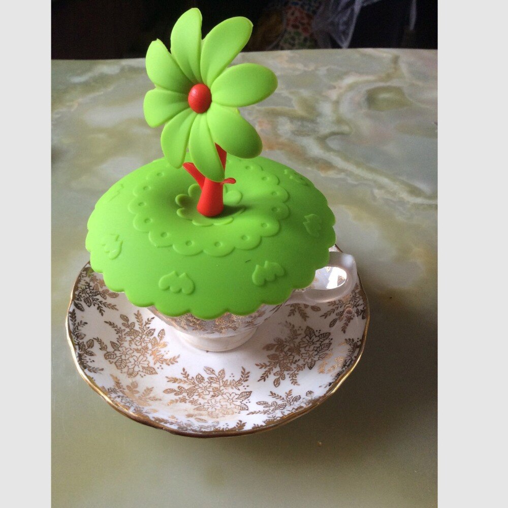 DIY Cup Cover Cute Anti-dust Silicone Cup Cover Coffee Suction Seal Lid Cap Silicone Airtight Love Spoon Novelty