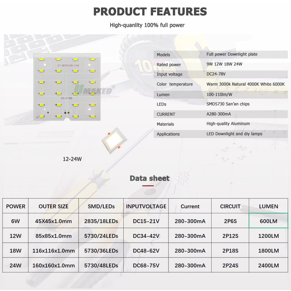 5/10Stck LED PCB 6W 12W 18W LED Downlight Aluminium Platte Beleuchtung Kühlkörper SMD5730 110lm/W Platz Lichtquelle Für Tafel Lampen