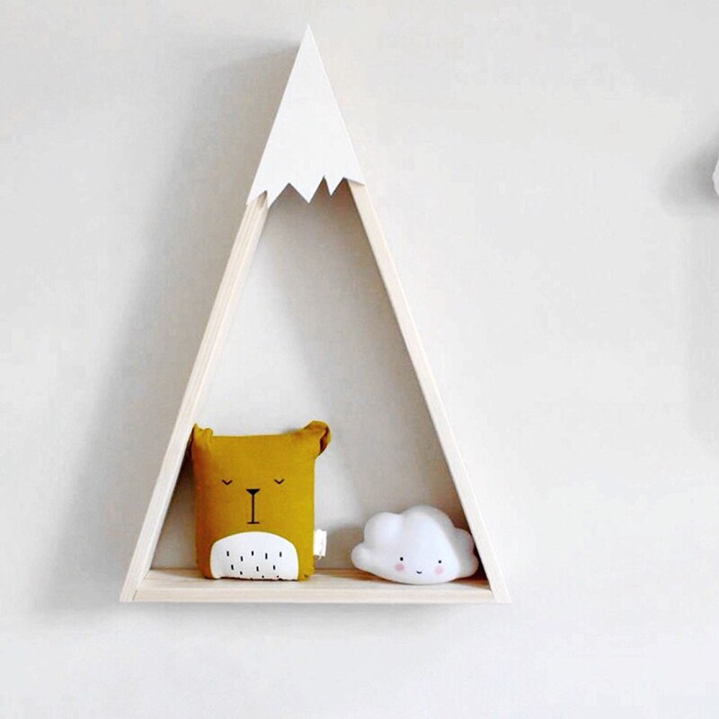 2 stk/sæt nordisk stil til babyværelse på væg træ sne bjerghylde til børneværelse dekorative træ opbevaringsholdere