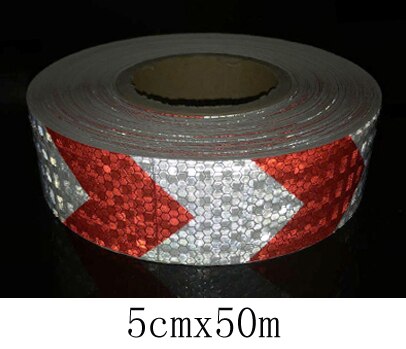 Rollo de pegatinas reflectantes para coche, tira de advertencia decorativa, película segura para motocicleta y coche, cinta de seguridad para carretera, 5cm x 50m: red white