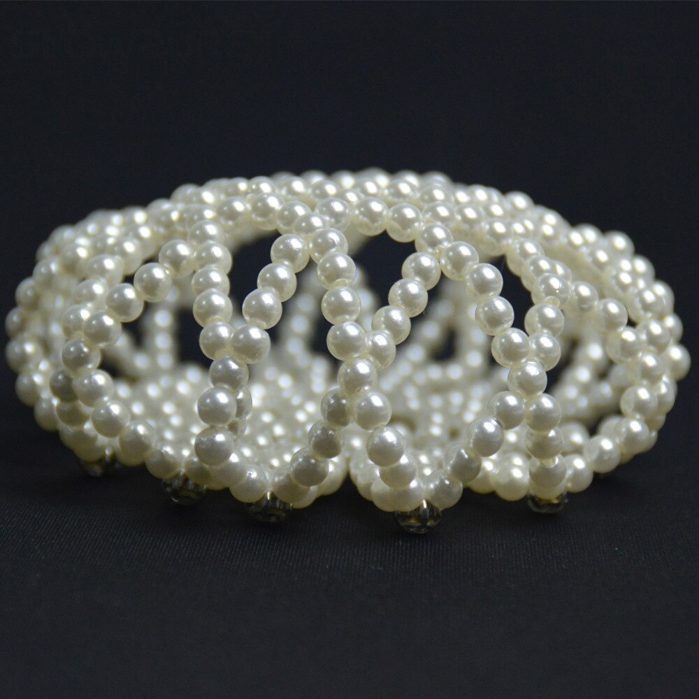 1 pièces filets à cheveux élastiques en perles au Crochet faits à la main Ballet danse Snood filet chignon couvre ornement pour dames filles