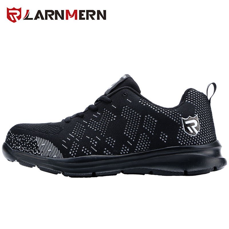 LARNMERN – Chaussures de sécurité pour homme, légères et respirantes, de travail, bout en acier, accessoires de construction anti-écrasement avec bandes réfléchissantes: L1802BLACK / '47