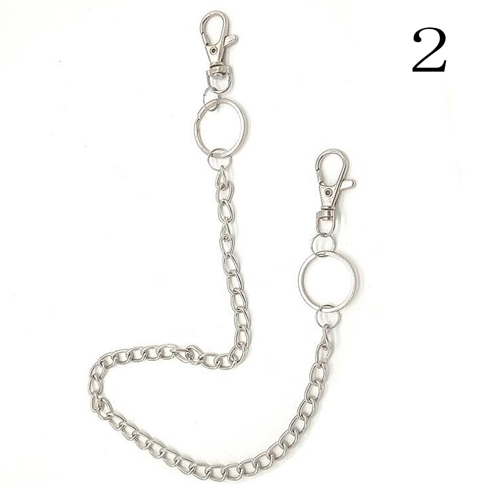 Guld silver bälte kedja lång metall nyckelring rock byxor hipster för byxa jeans nyckelring unisex hip hop smycken tillbehör: 2