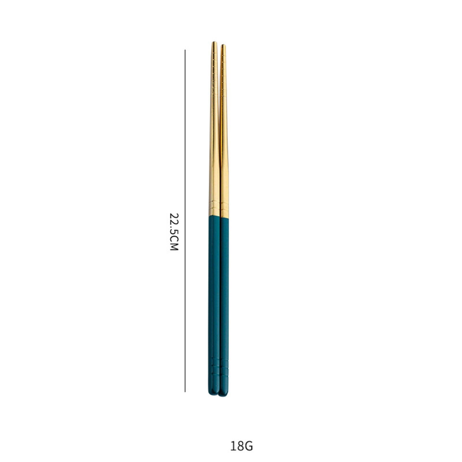 Baguettes en acier inoxydable, 1 paire de baguettes en métal de Style coréen vaisselle de table Portable réutilisable: Green